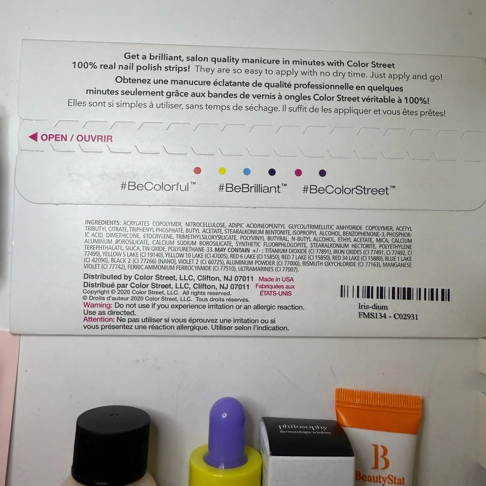 Luxury High End Beauty Skincare Samples Trial Size Bag Bundle with Nail Strips